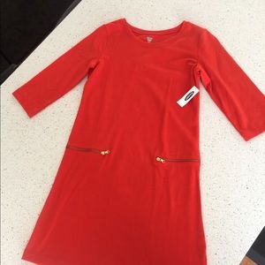 NWT Old Navy orange dress w/ gold zippered pockets